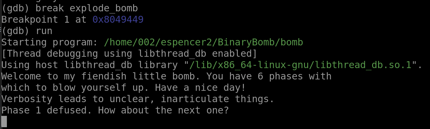 GDB Debugger phase 1 phrase